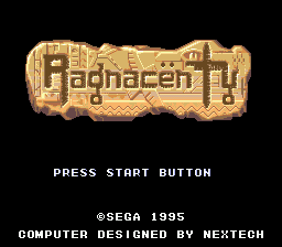 Ragnacenty title screen for Sega Mega Drive